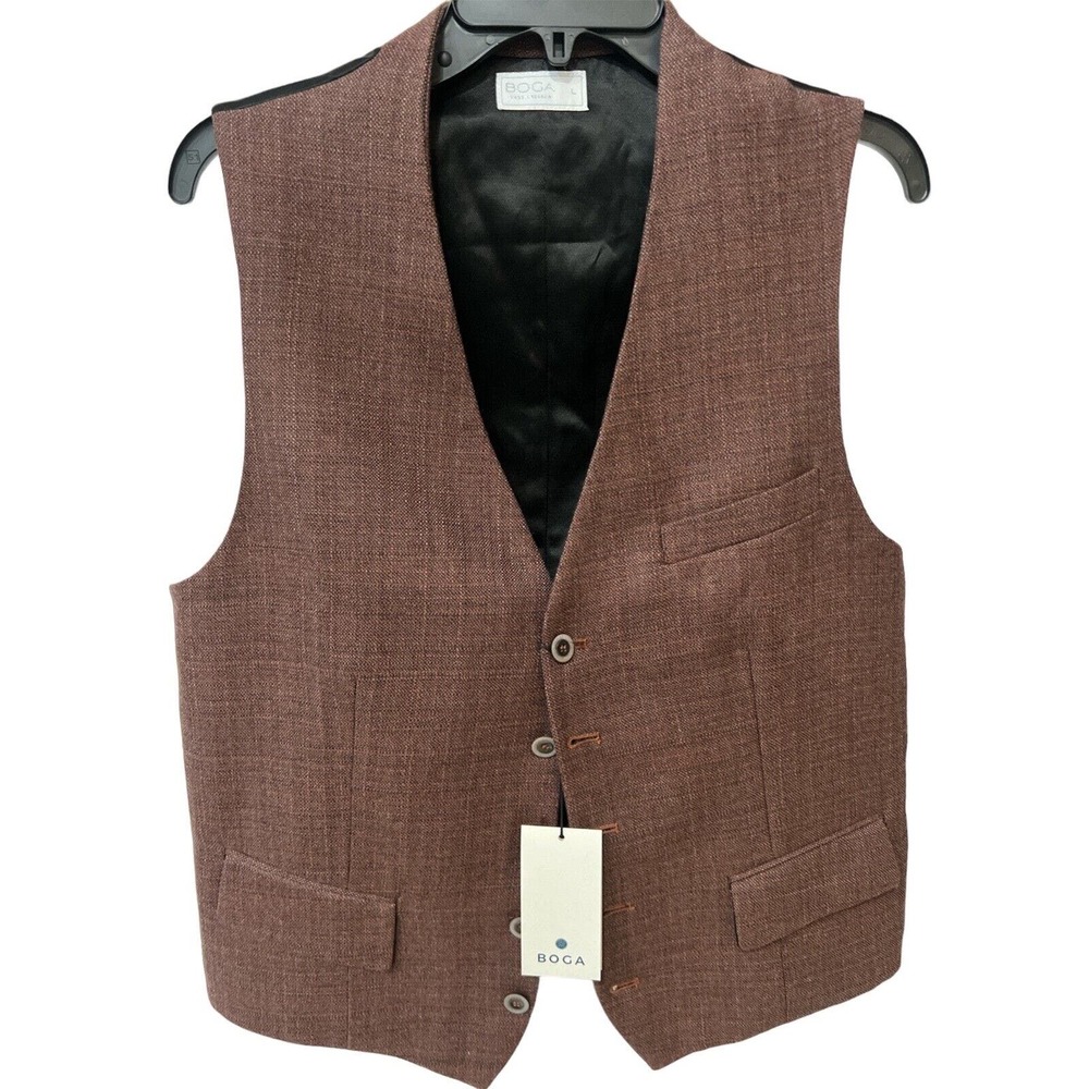 Boga Mineral Red Mens Vest Waistcoat Luxury Designer Brand Sz L Ret $275 NWT